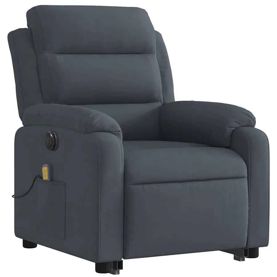 Fauteuil inclinable de massage électrique gris foncé velours - 4