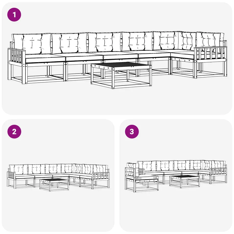 Ensemble de canapés d'extérieur 7 pcs Blanc et Beige - 7