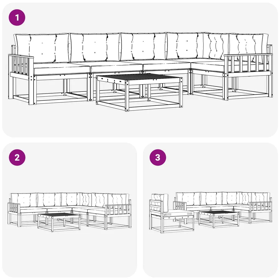Ensemble de canapés d'extérieur 6 pcs Blanc et Beige - 7