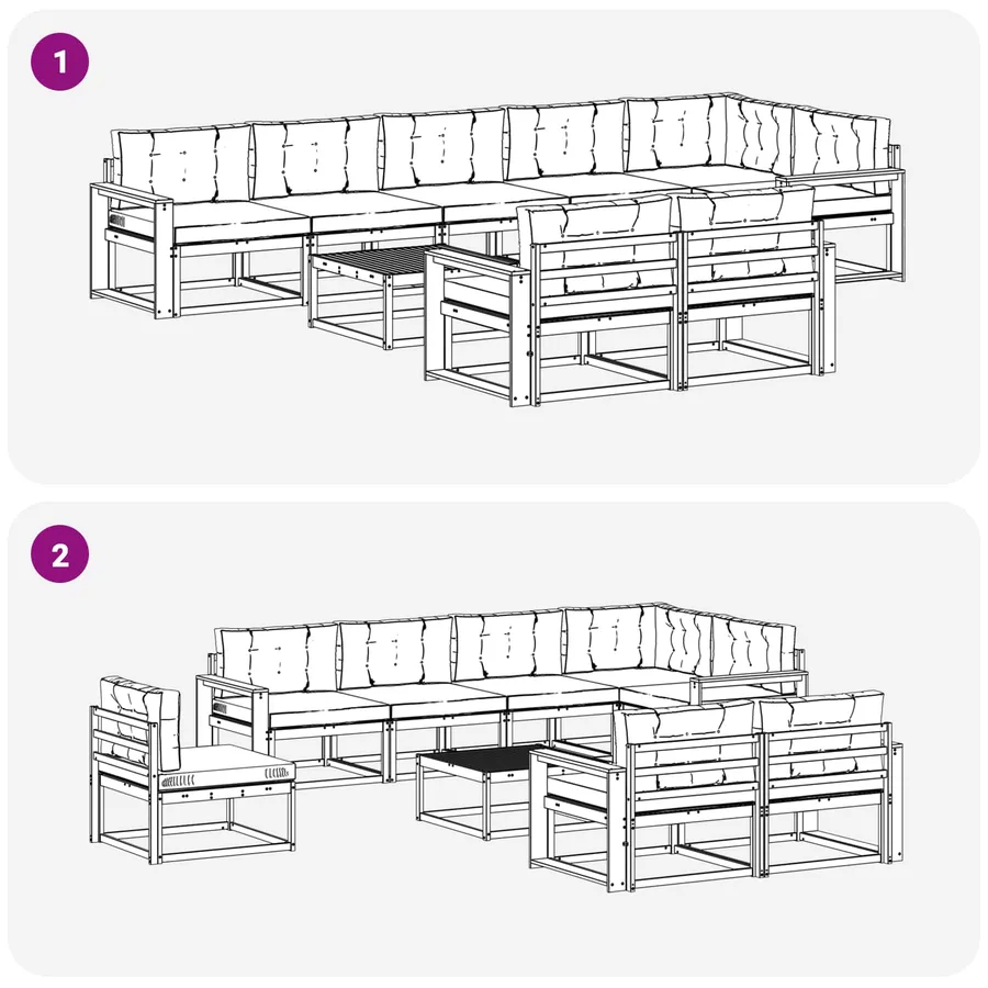 Ensemble de canapés d'extérieur 9 pcs Blanc et Beige - 7