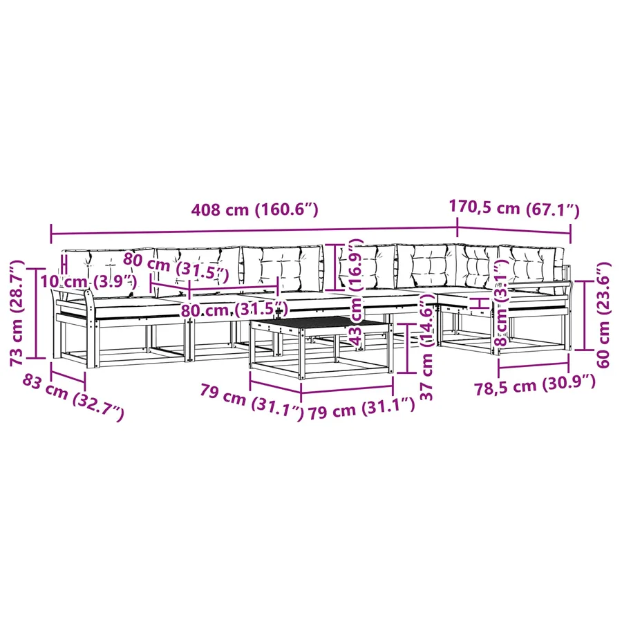 Ensemble de canapés d'extérieur 7 pcs Blanc et anthracite - 8