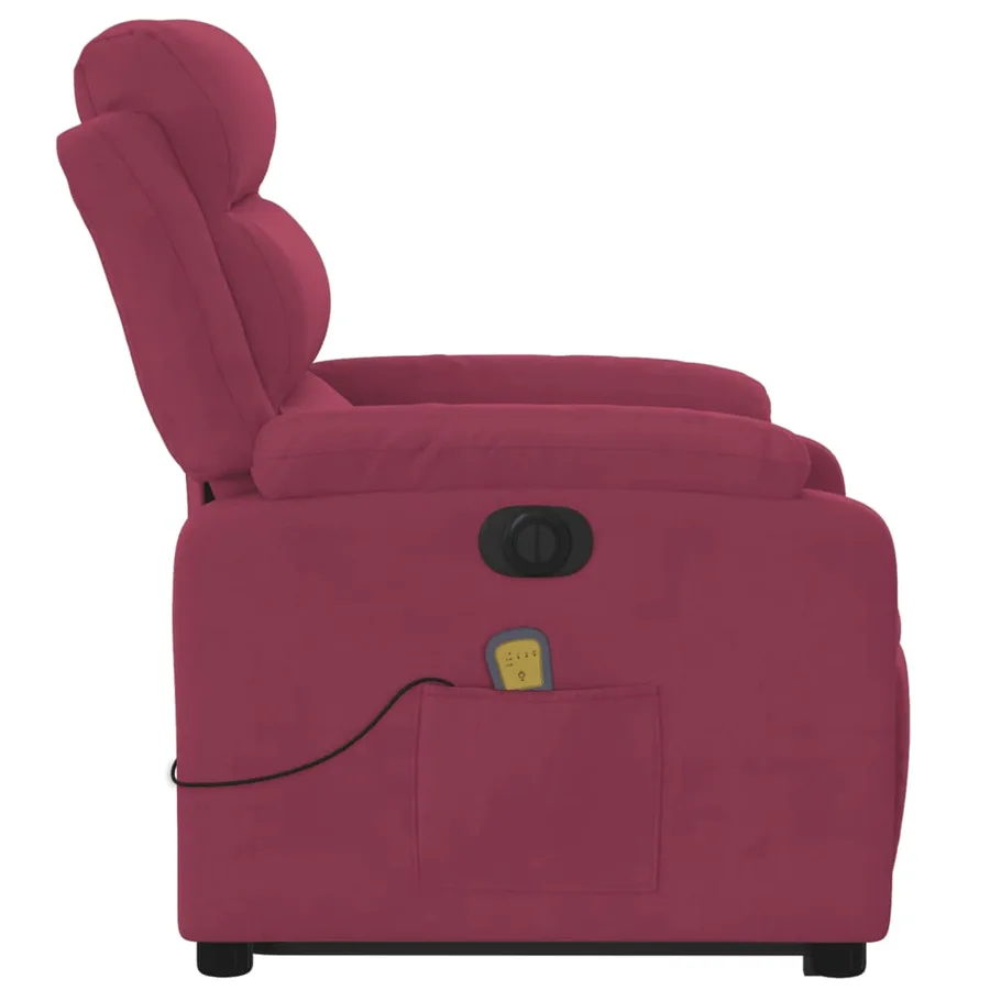Fauteuil inclinable de massage électrique rouge bordeaux - 10