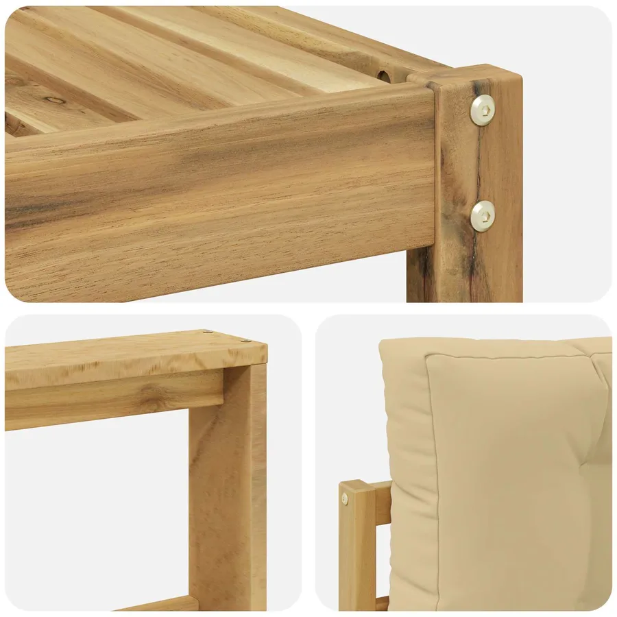 Ensemble de canapés d'extérieur 9 pcs Blanc et Beige - 7