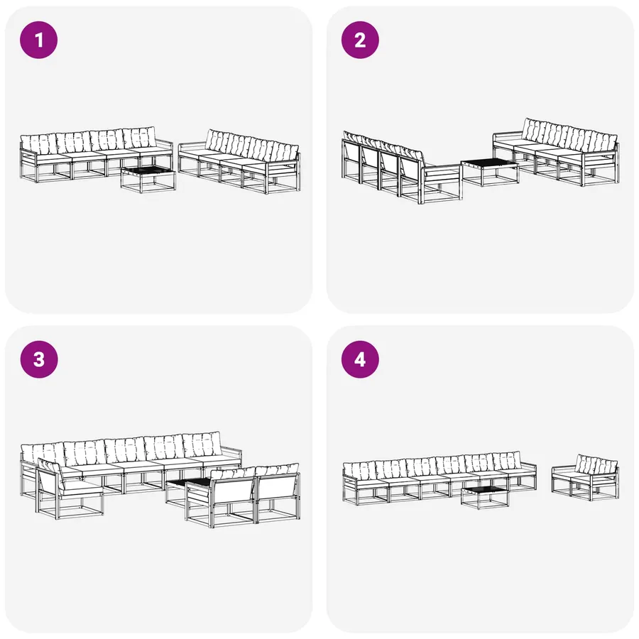 Ensemble de canapés d'extérieur 9 pcs Blanc et Beige - 7