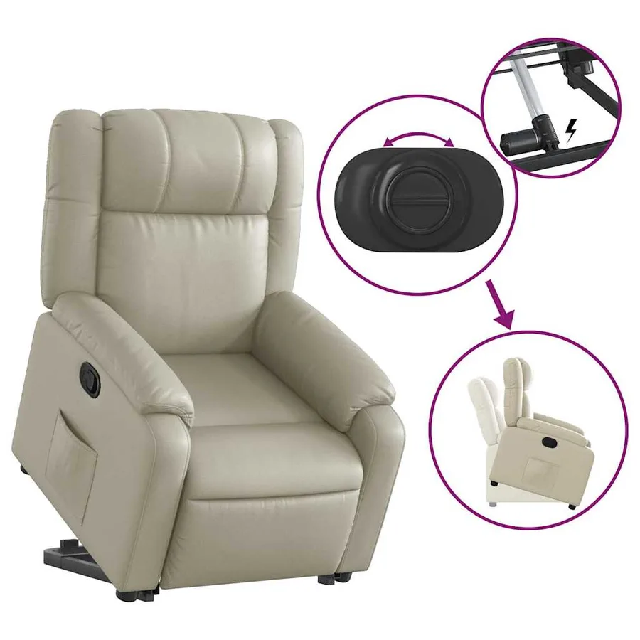 Fauteuil inclinable Crème Similicuir - 6
