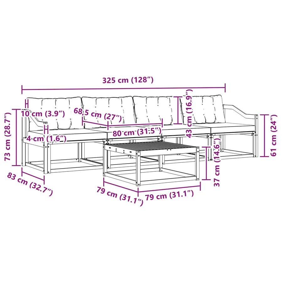 Ensemble de canapés d'extérieur 5 pcs Blanc et Beige - 7
