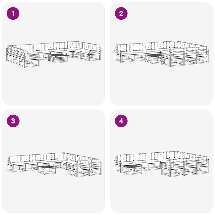 Ensemble de canapés d'extérieur 11 pcs Blanc et anthracite - 7