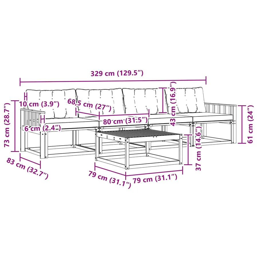 Ensemble de canapés d'extérieur 5 pcs Blanc et Beige - 7