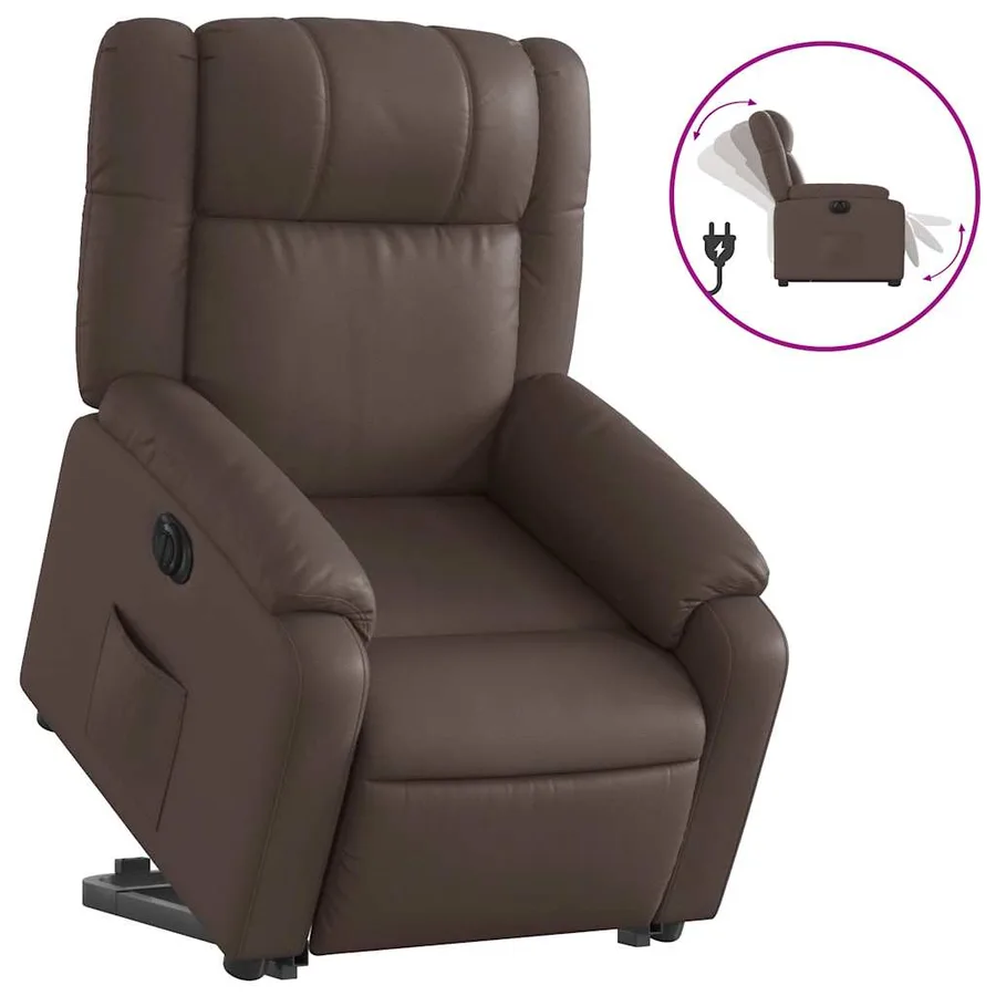 Fauteuil inclinable électrique marron similicuir - 2