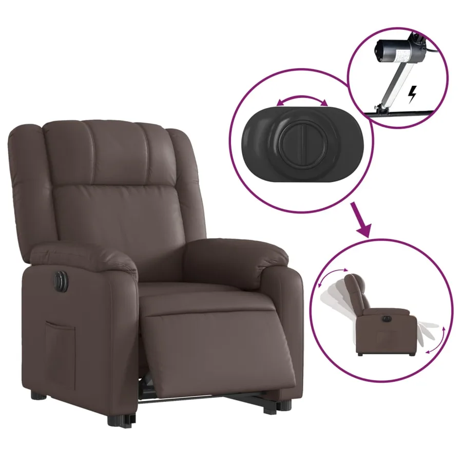 Fauteuil inclinable électrique marron similicuir - 6