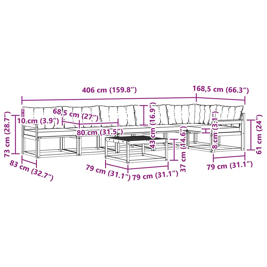 Ensemble de canapés d'extérieur 7 pcs Blanc et crème - 10
