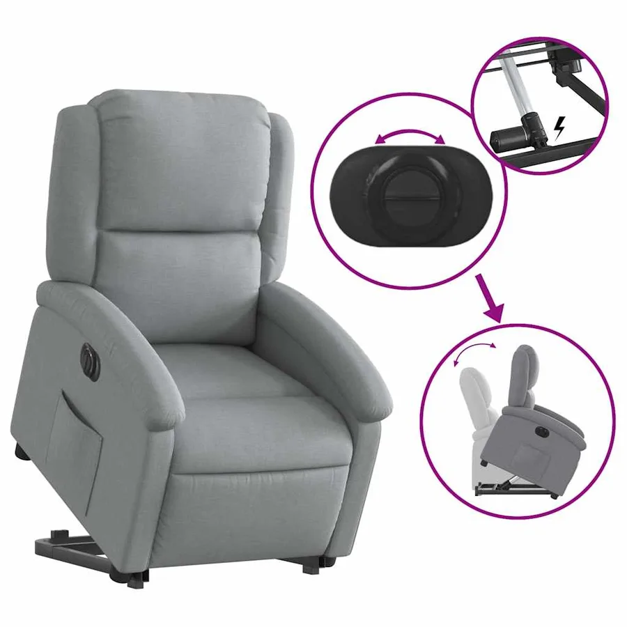 Fauteuil inclinable électrique gris clair tissu - 11