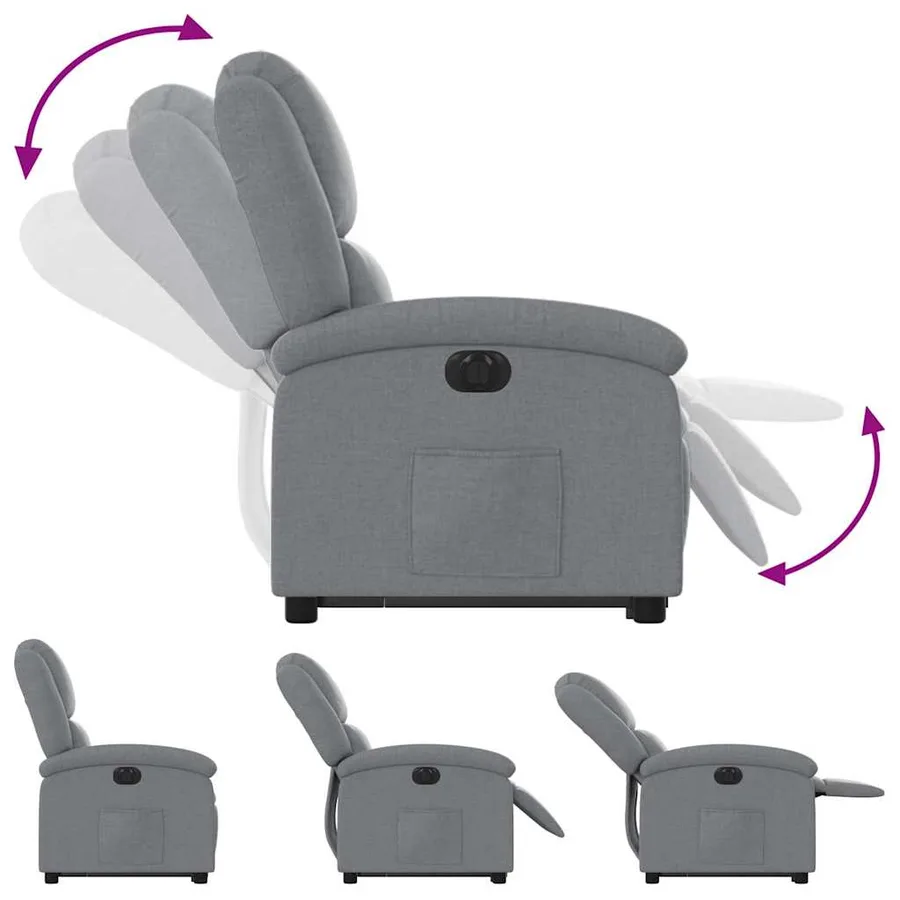 Fauteuil inclinable électrique gris clair tissu - 7