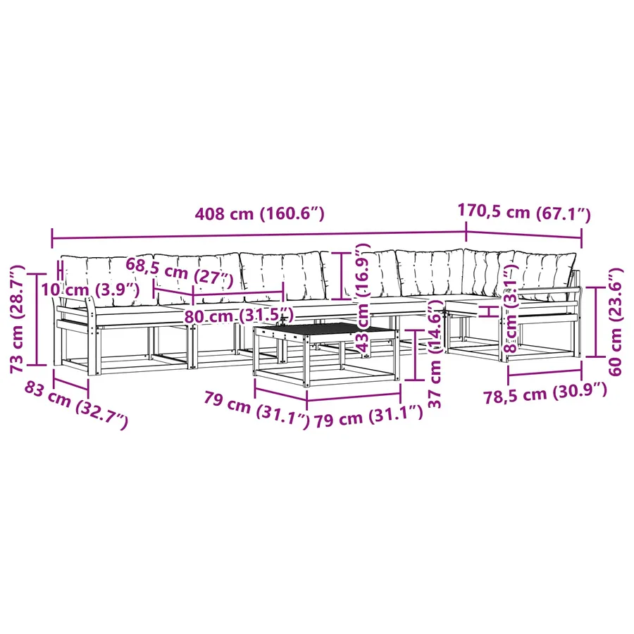 Ensemble de canapés d'extérieur 7 pcs Blanc et crème - 8