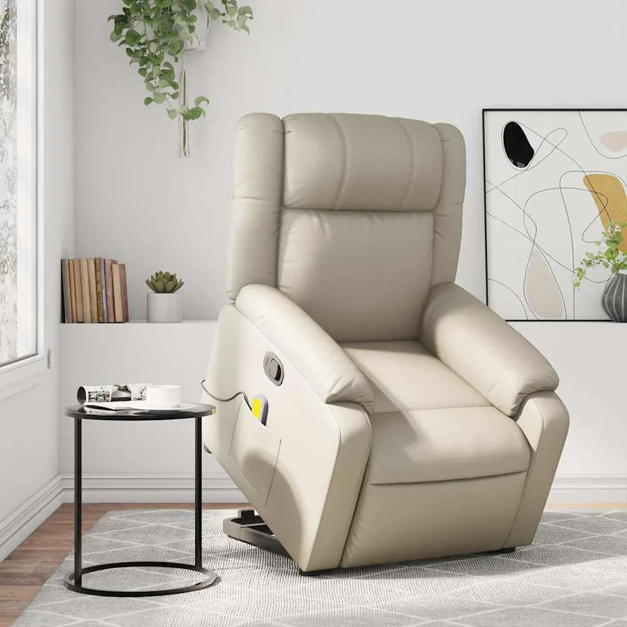 Fauteuil inclinable de massage Crème Similicuir - 15