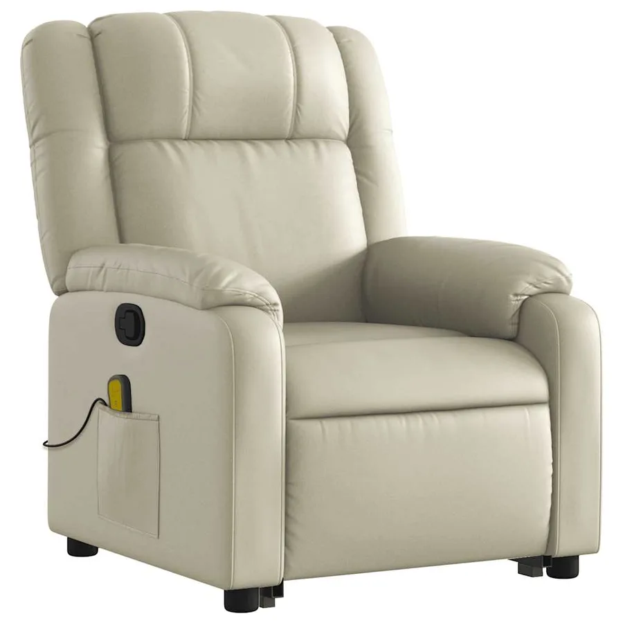 Fauteuil inclinable de massage Crème Similicuir - 4
