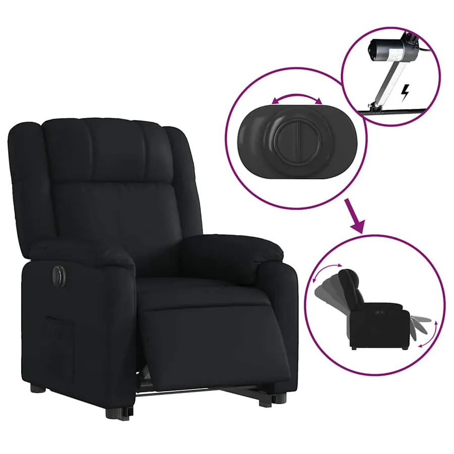 Fauteuil inclinable électrique noir similicuir - 6