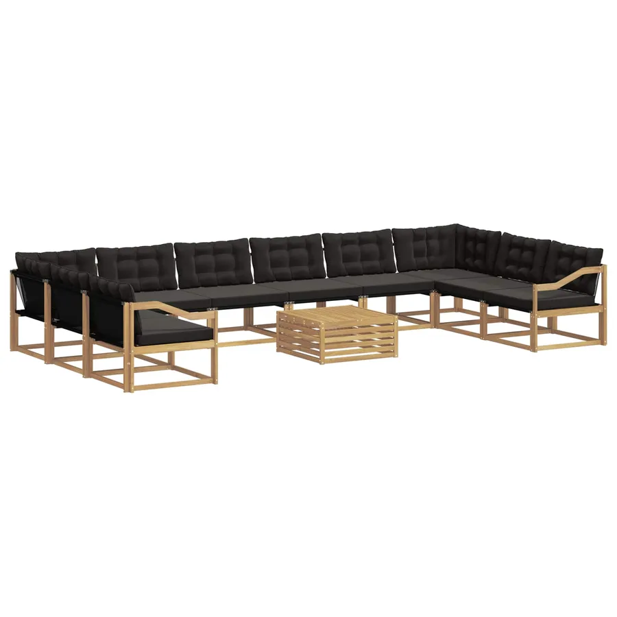 Ensemble de canapés d'extérieur 11 pcs Blanc et noir - 2