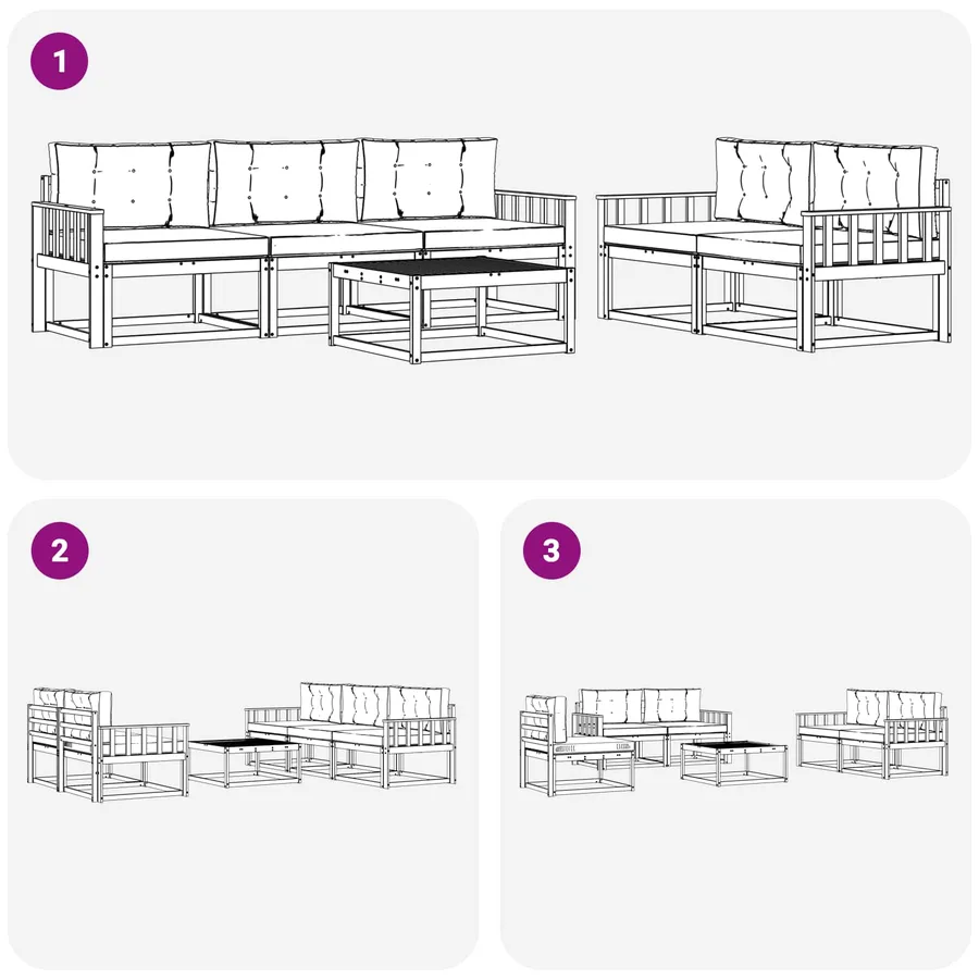 Ensemble de canapés d'extérieur 6 pcs Blanc et crème - 6