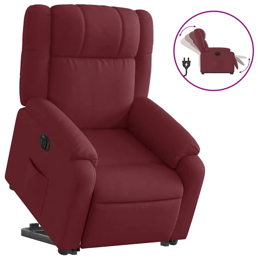 Fauteuil inclinable électrique rouge bordeaux tissu - 2