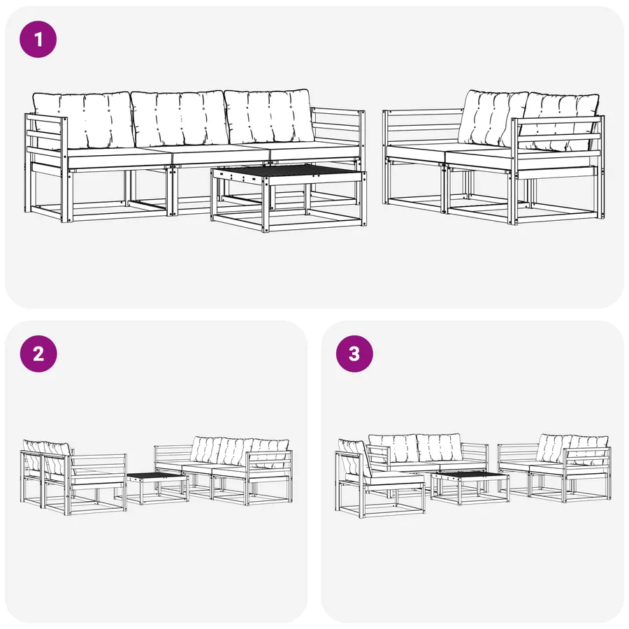 Ensemble de canapés d'extérieur 6 pcs Blanc et Beige - 7
