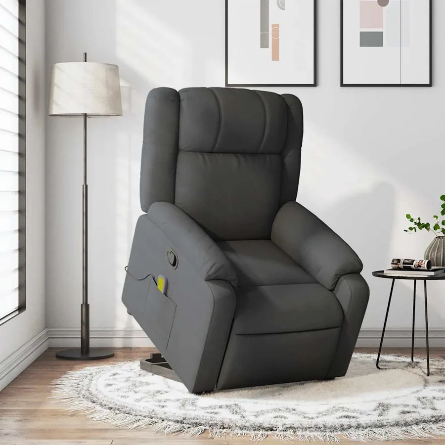 Fauteuil de massage inclinable Gris foncé Tissu - 16