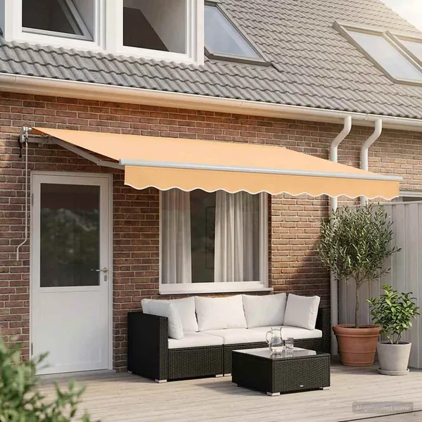 Auvent rétractable Sable 4 × 3 m Tissu et Aluminium