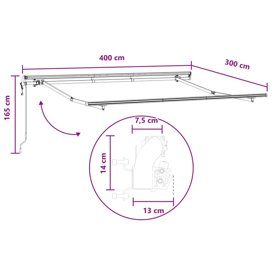 Auvent rétractable Sable 4 × 3 m Tissu et Aluminium - 8