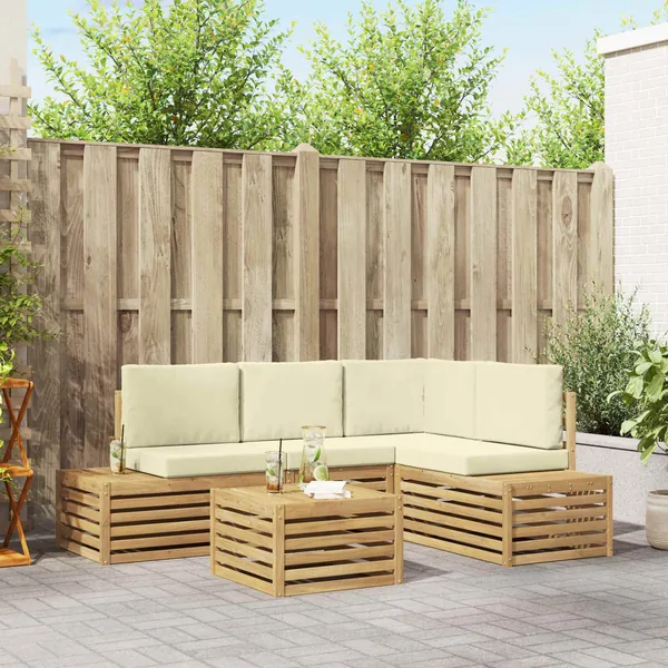 Ensemble de canapés d'extérieur Blanc 59 x 59 x 37 cm Polyester