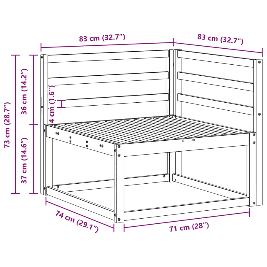 Canapé d'angle extérieur Blanc 83 x 83 x 73 cm - 7