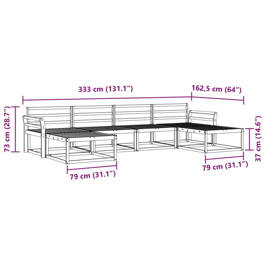 Ensemble de canapés d'extérieur 6 pcs Blanc - 7
