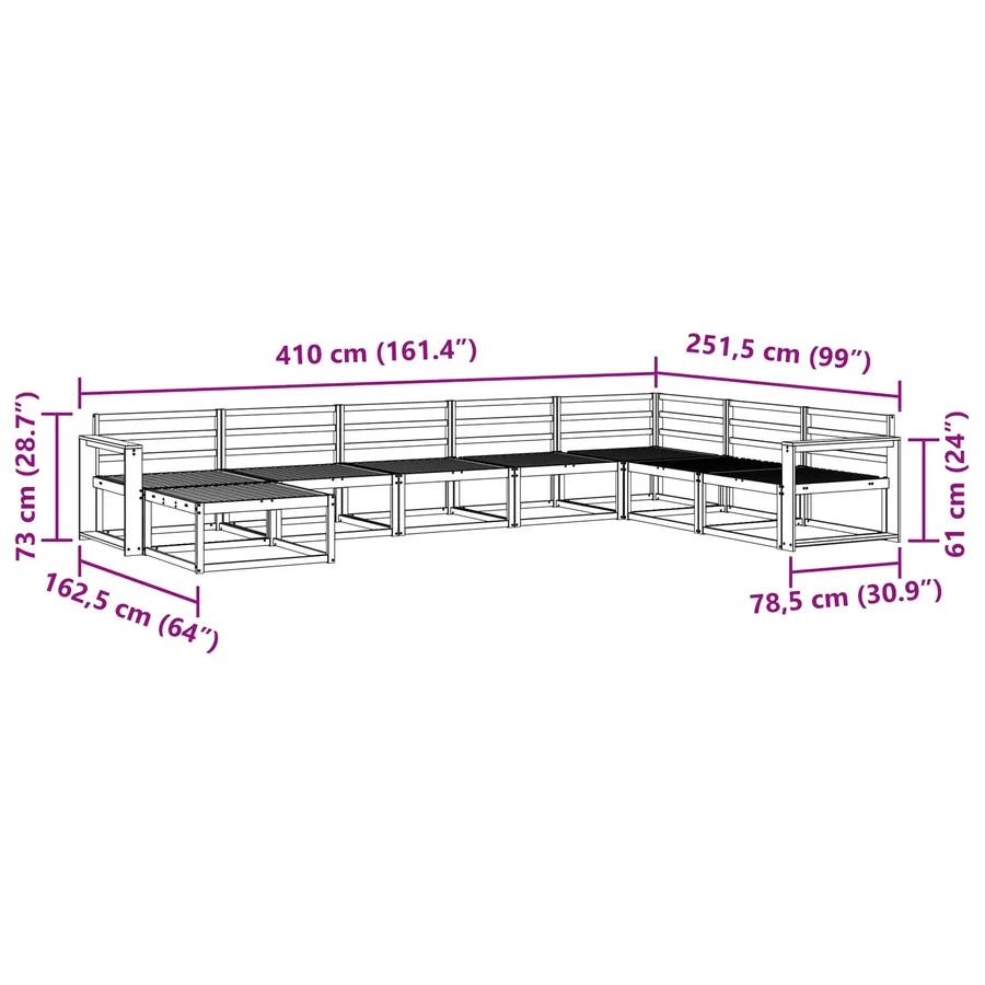 Ensemble de canapés d'extérieur 8 pcs Blanc - 8