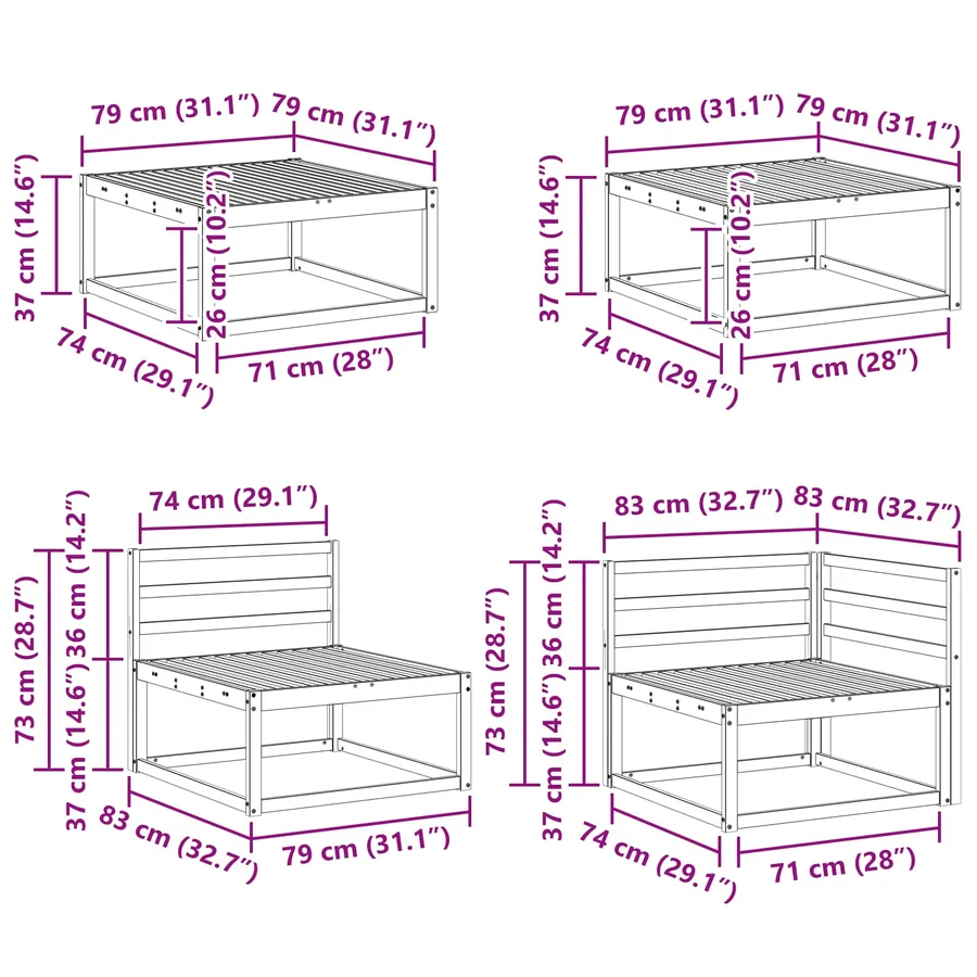 Ensemble de canapés d'extérieur 9 pcs Blanc - 8