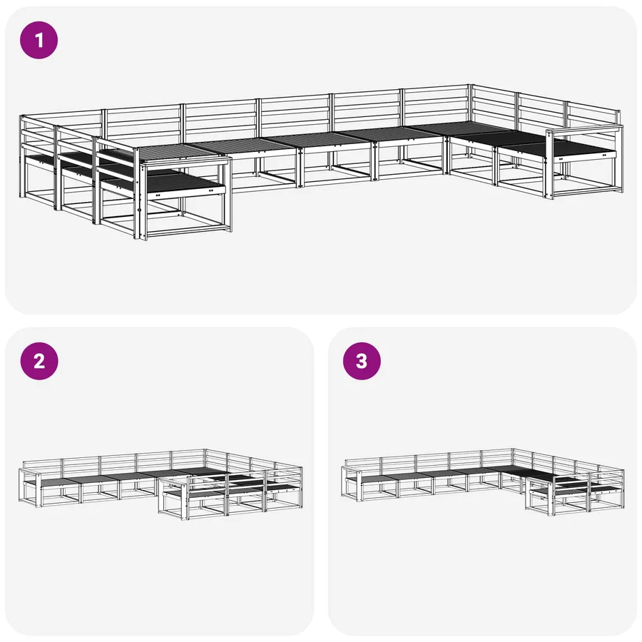 Ensemble de canapés d'extérieur 10 pcs Blanc - 6