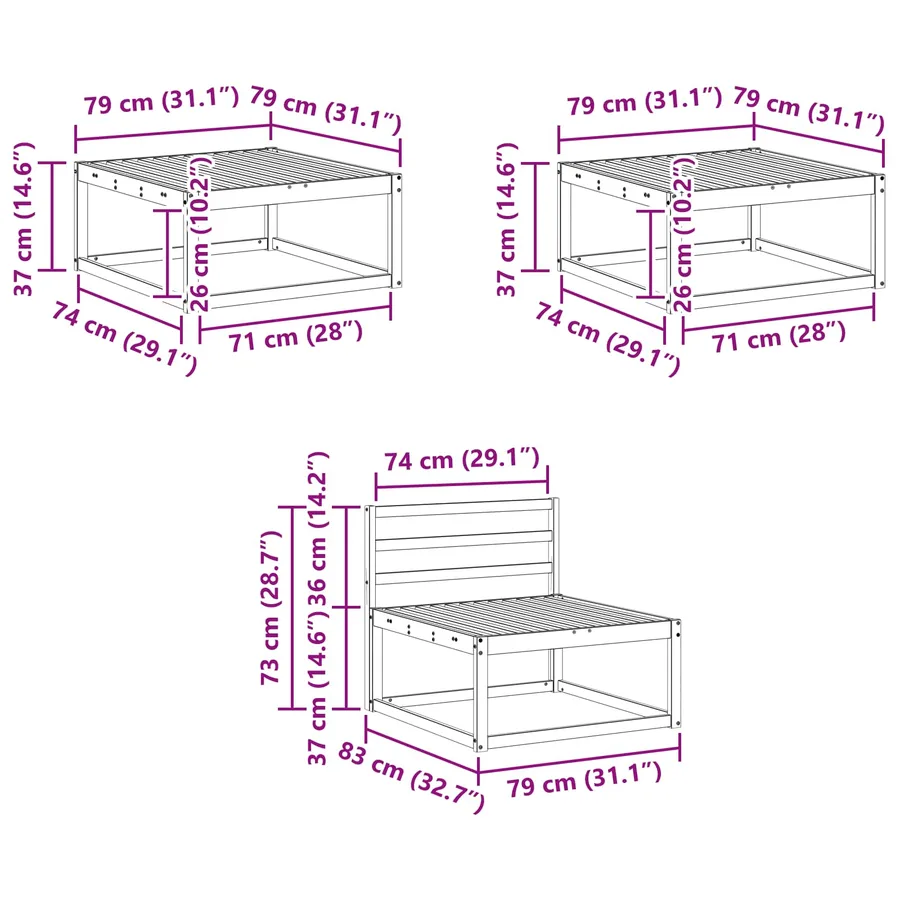 Ensemble de canapés d'extérieur 6 pcs Blanc 79 x 79 x 37 cm - 9