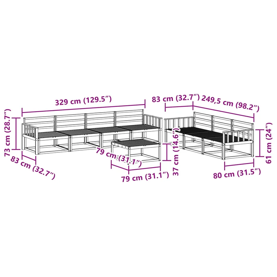 Ensemble de canapés d'extérieur 8 pcs Blanc - 8