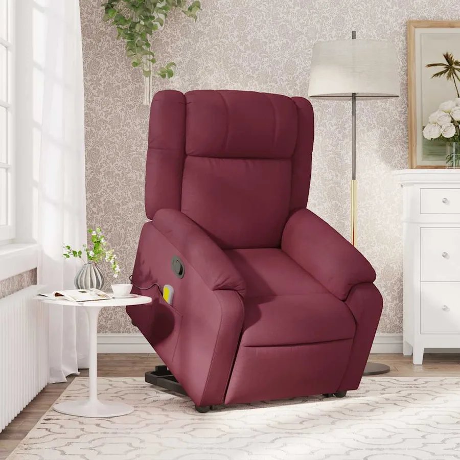 Fauteuil inclinable de massage Rouge bordeaux Tissu - 15