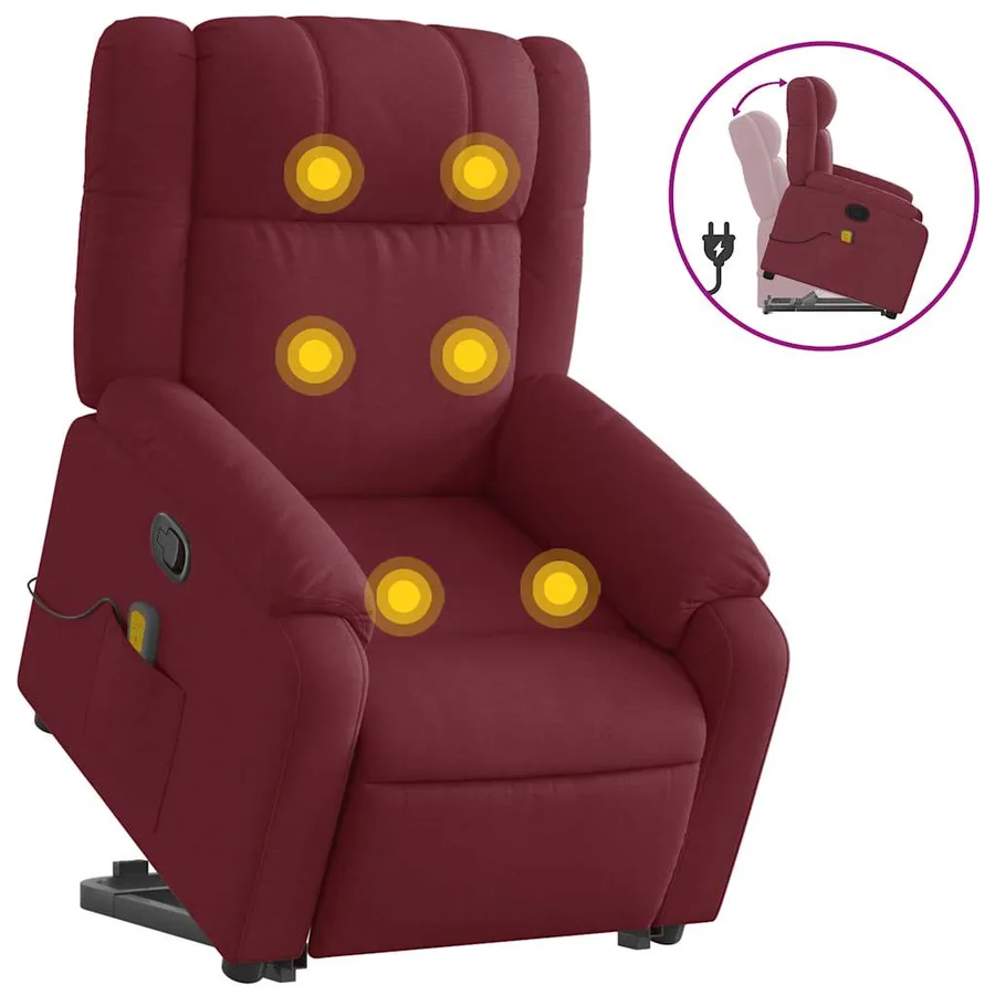 Fauteuil inclinable de massage Rouge bordeaux Tissu - 2