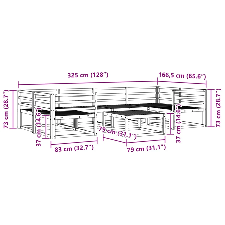 Ensemble de canapés d'extérieur 7 pcs Blanc - 9