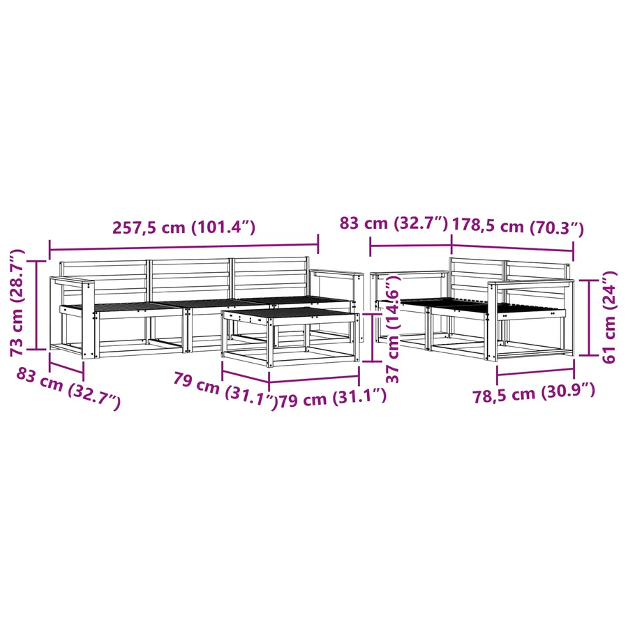 Ensemble de canapés d'extérieur 6 pcs Blanc - 8