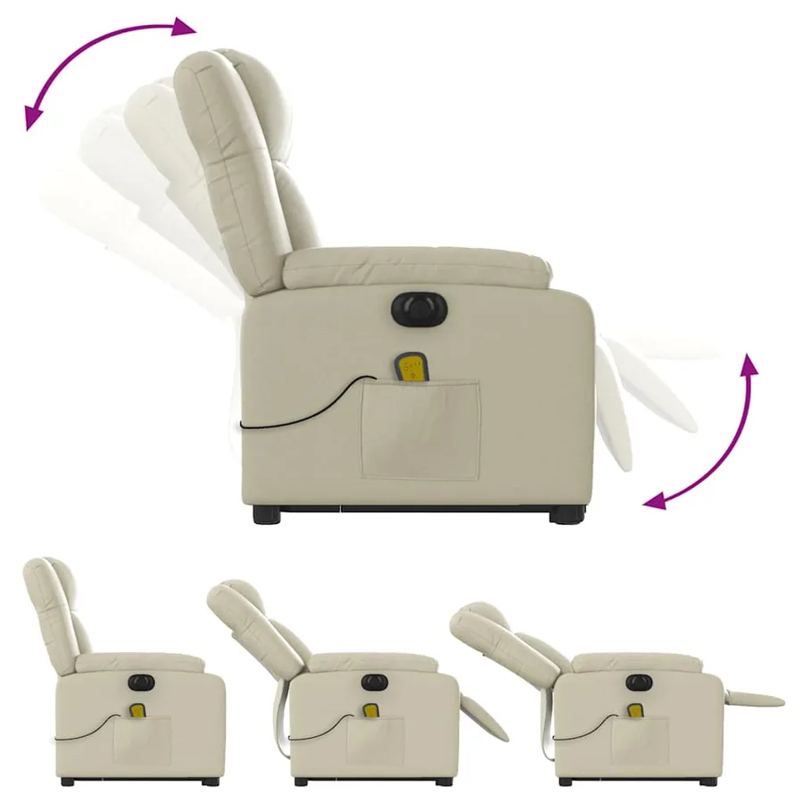 Fauteuil inclinable de massage électrique crème similicuir - 7