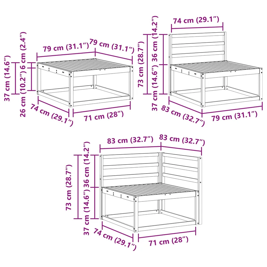 Ensemble de canapés d'extérieur 7 pcs Blanc - 10