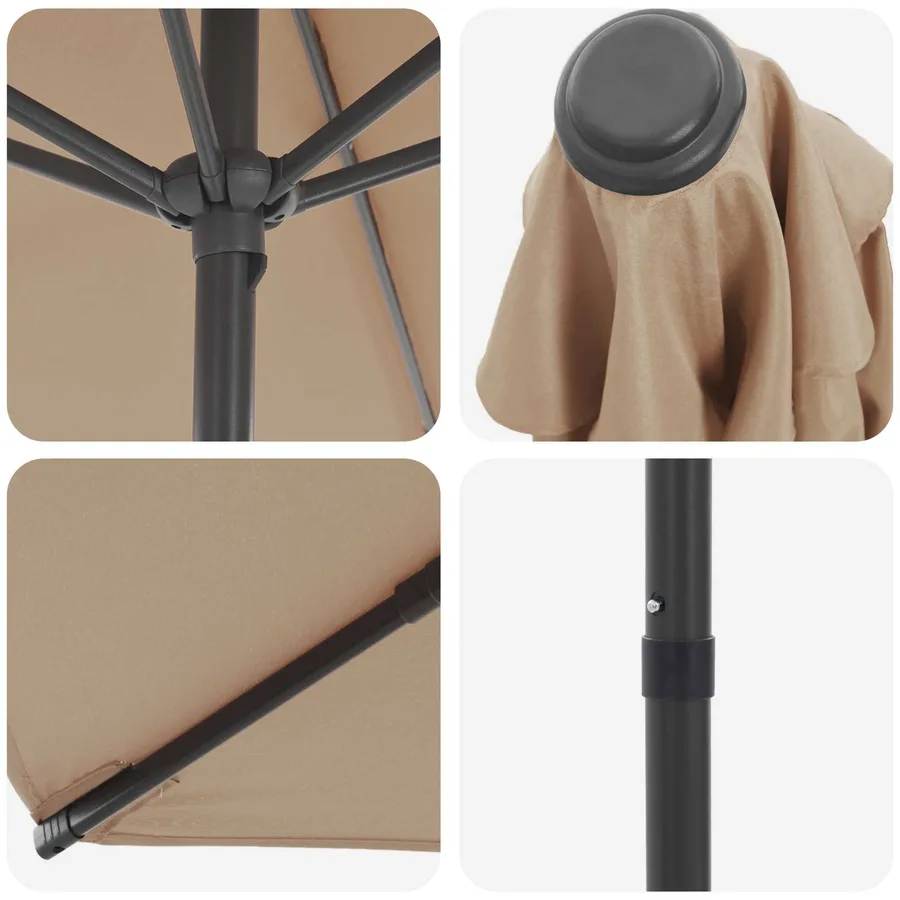 Parasol de jardin 300 x 300 cm Polyester Rectangulaire Taupe - 5