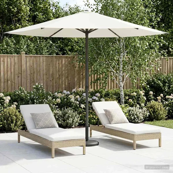 Parasol de jardin 230 x 230 cm Polyester Rectangulaire Crème