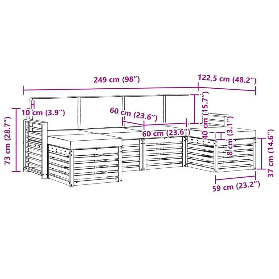 Ensembles de canapés 6 pcs Blanc et gris clair - 6