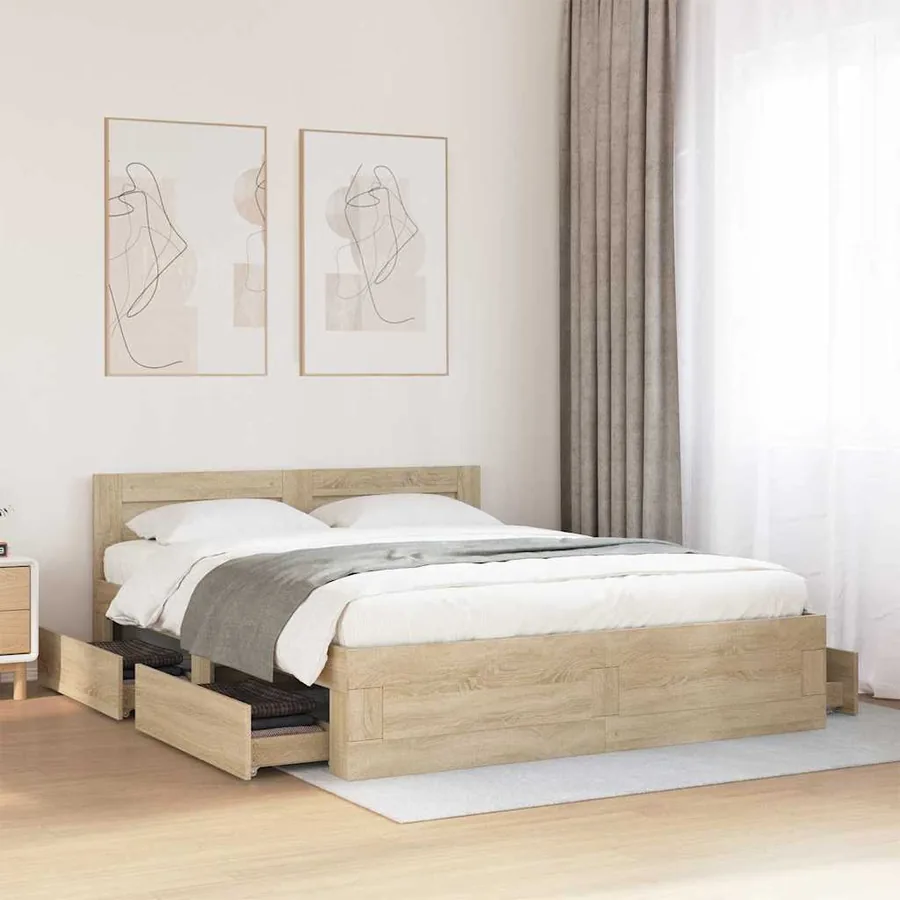 Cadre de lit 2 pcs Sonoma 153 x 203 cm Bois d'ingénierie