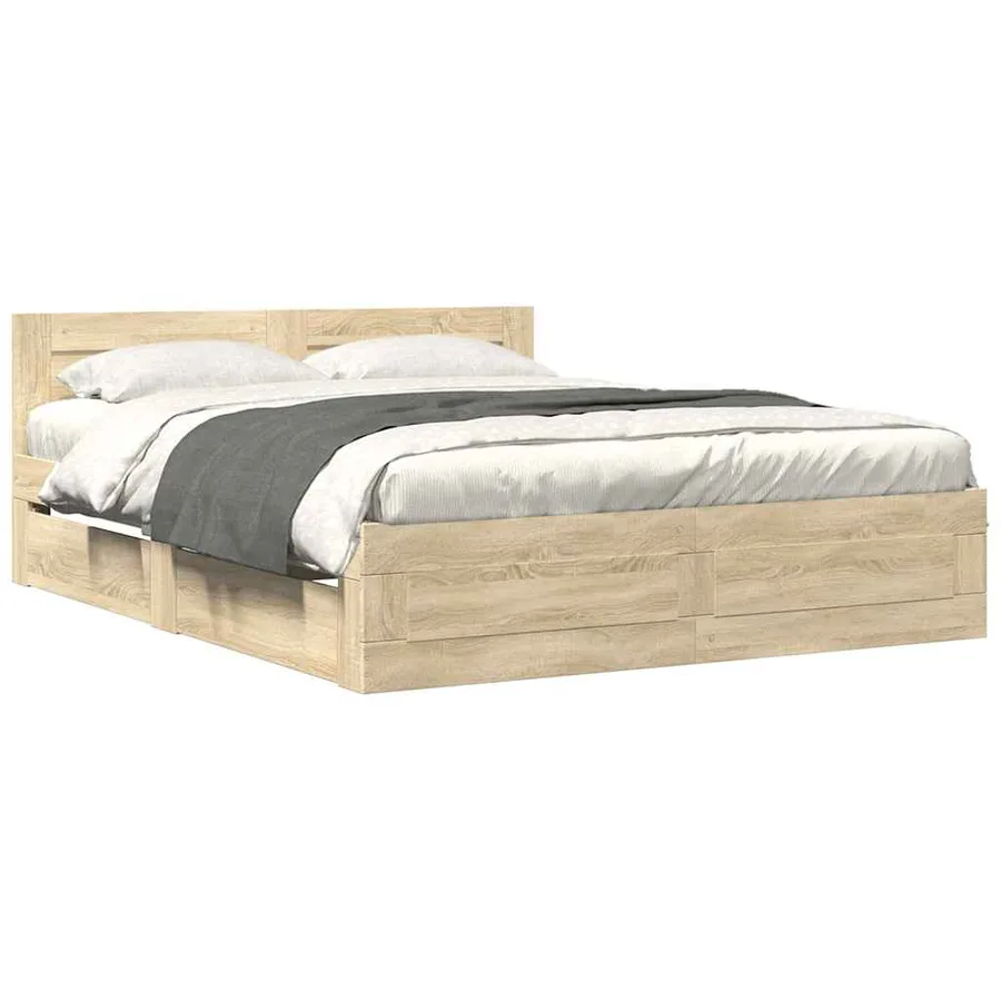 Cadre de lit 2 pcs Sonoma 153 x 203 cm Bois d'ingénierie - 3