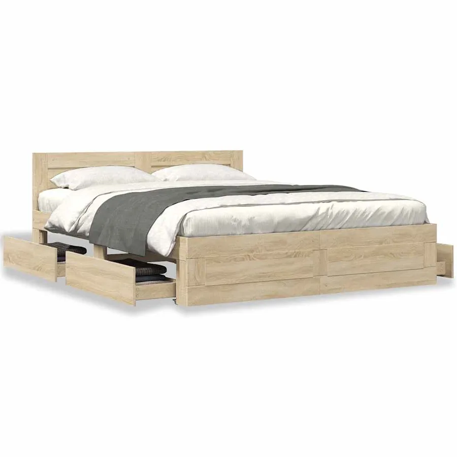 Cadre de lit 2 pcs Sonoma 153 x 203 cm Bois d'ingénierie - 4