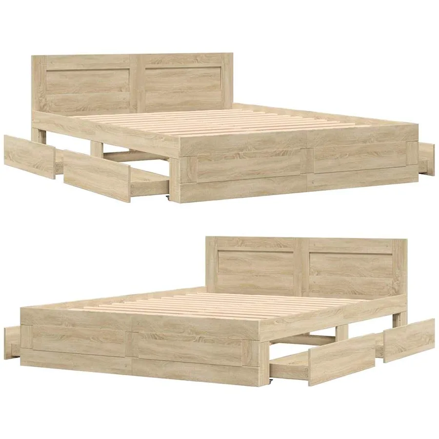Cadre de lit 2 pcs Sonoma 153 x 203 cm Bois d'ingénierie - 5