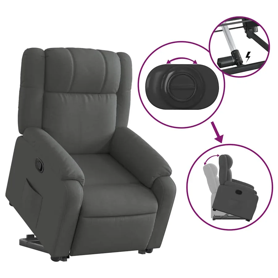 Fauteuil inclinable Gris foncé Tissu - 6